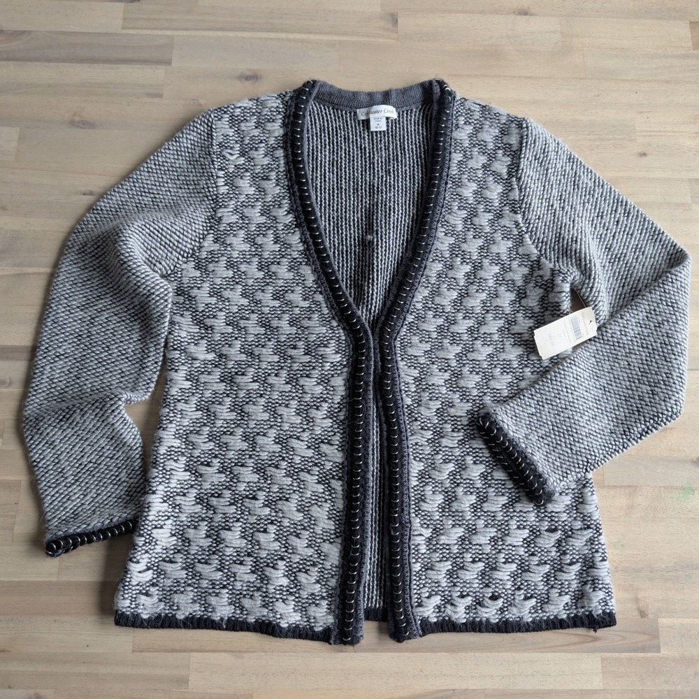 Coldwater Creek Houndstooth Cardigan Sweater Women's Medium NEW
